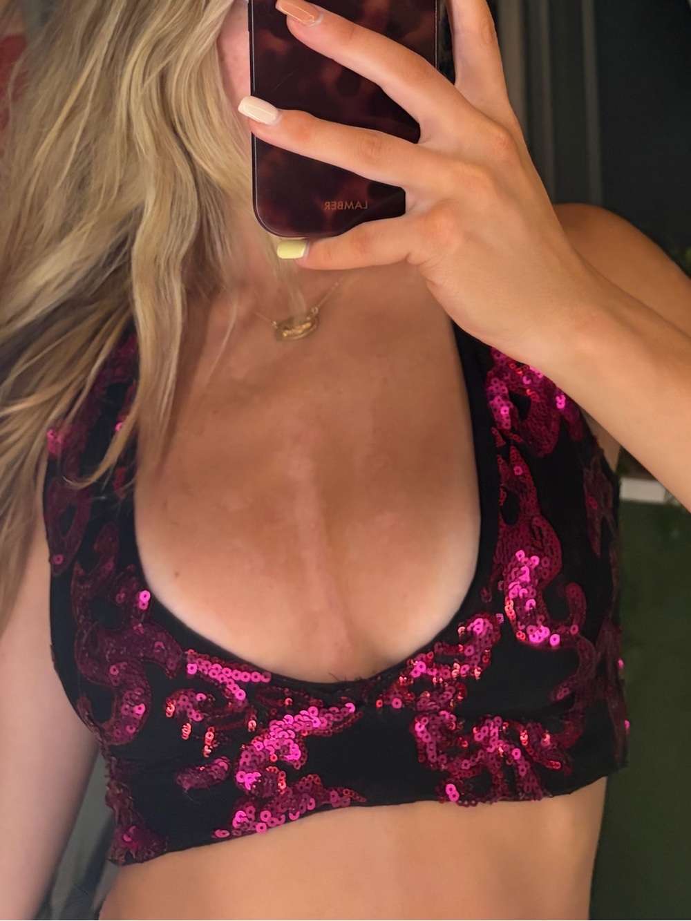 Only Magenta Sequin Scoop Bralette